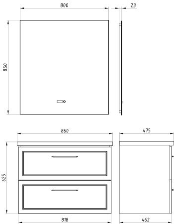 Зеркало (80х85)  ASB-Mebel Оскар 80  10236